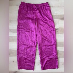 NWT Victorias Secret PINK Large Magenta Sleep Pants Satin Hot Pink Pockets